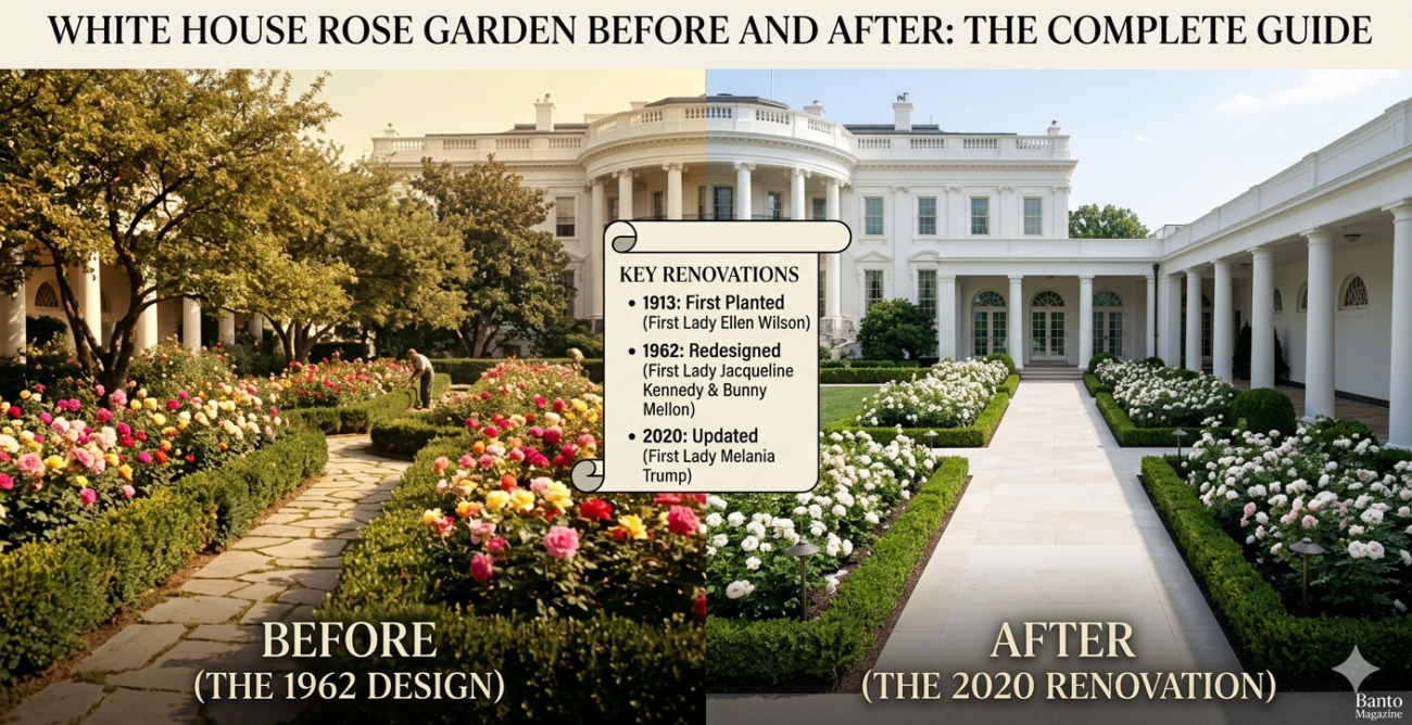 White House Rose Garden Before and After